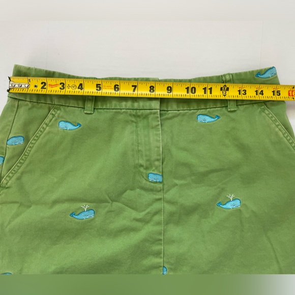 J. Crew Whale Embroidery Print Green Mini Skirt 100% Cotton Size 4 - Picture 9 of 9